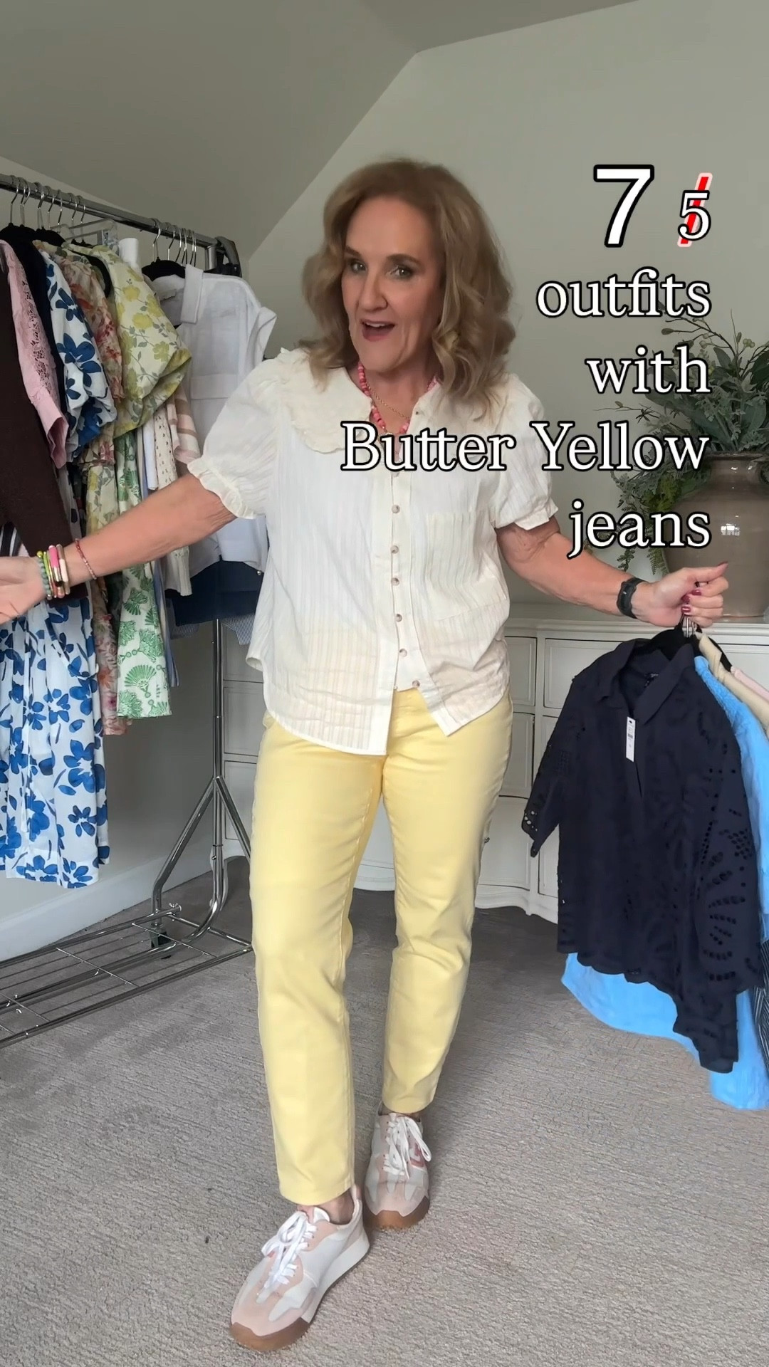 Talbots 40% off 1 item 30% off the rest of your order! 
Jeans size 8 petite 
Amazon top size medium 
Talbots tops size medium 
Quince cotton cashmere pink sweater size small 
Chicos safari jacket size 1.0
Chicos knit tee size 1.0
Loft tops size medium 

Linking purses and shoes too! 

Spring fashion yellow jeans butter yellow color combinations navy eyelet top blue linen top 

#LTKOver40 #LTKWatchNow #LTKSaleAlert