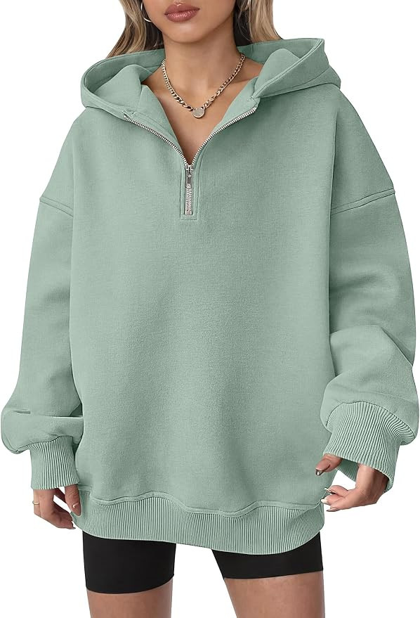 ANRABESS Womens Oversized Quarter Zip Hoodies | Comfy FLeece Long Sleeve Sweatshirts ，Casual Lo... | Amazon (US)