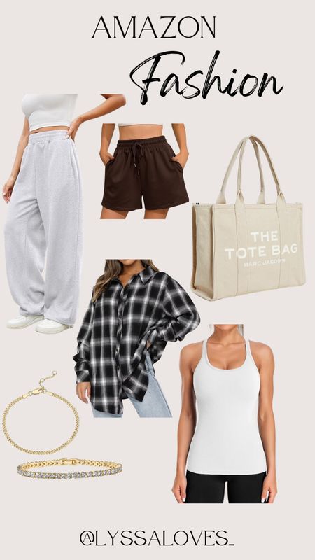 Amazon Fashion . Cozy loungewear . Casual comfy . Flannel . Tank . Tote bag . Sweats . Jewelry 

#LTKstyletip #LTKfindsunder50 #LTKSeasonal