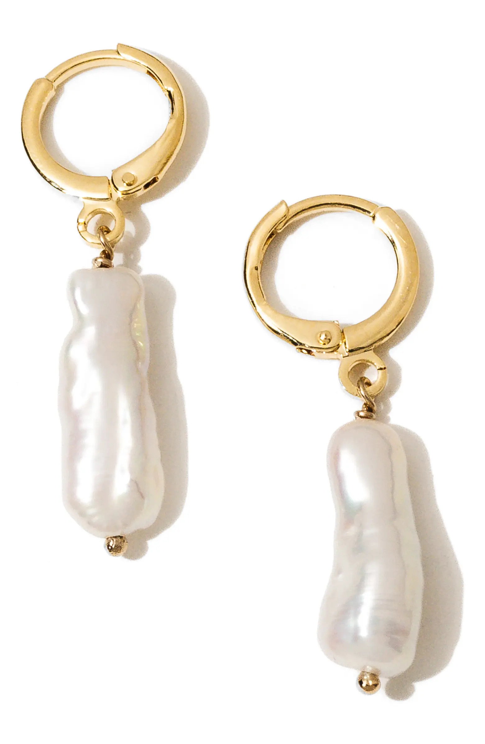 Child of Wild Alexandria Cultured Pearl Drop Huggie Hoop Earrings | Nordstrom | Nordstrom
