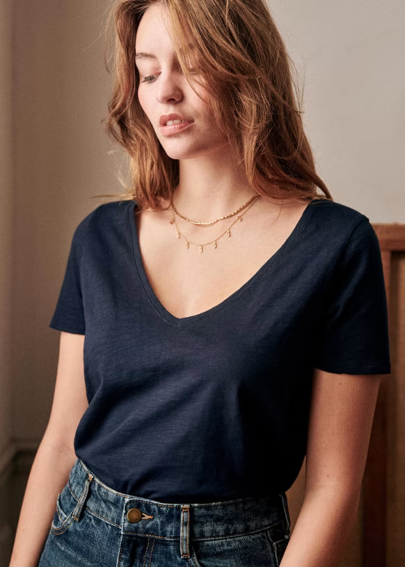 Malcolm T-Shirt - Navy - Organic Cotton - Sézane | Sezane Paris