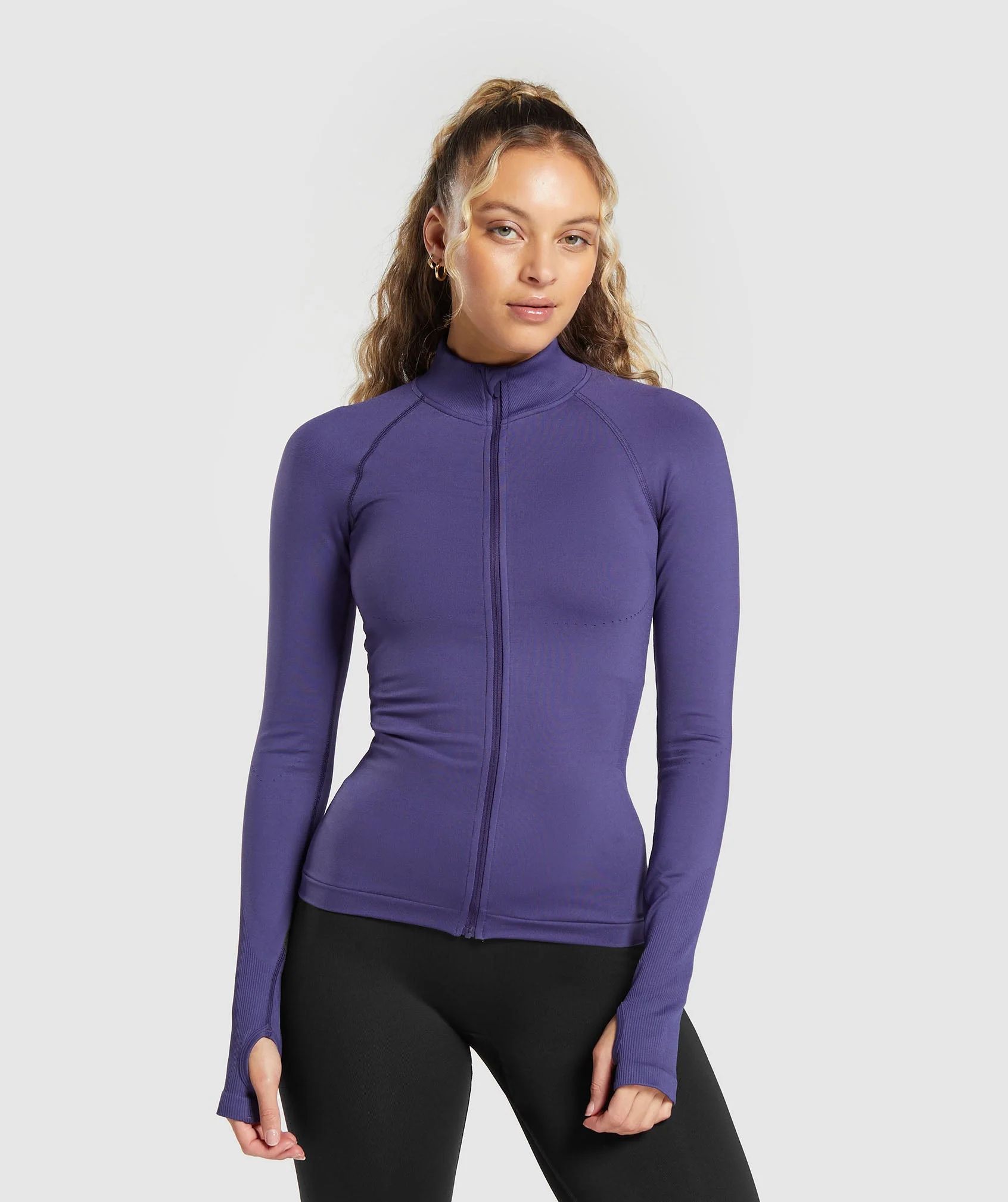 Gymshark Sweat Seamless Zip Up Jacket - Galaxy Purple | Gymshark (Global)