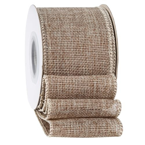 SDZMDL Burlap Ribbon 2-1/2 Inch, Solid Burlap Ribbon with Wired Edge for Big Bow, Wreath, Christmas Tree, Outdoor Decoration, Gift Wrapping, 10 Yards/Roll.(Natural) | Amazon (US)