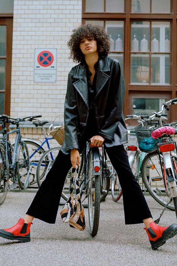 UO Faux Leather Button-Front Blazer | Urban Outfitters (US and RoW)