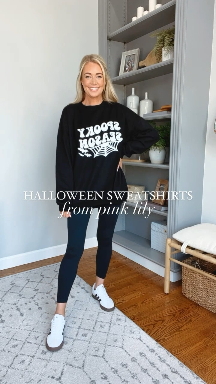 Halloween Sweatshirts // I sized up to a medium in the sweatshirts for an oversized fit! I’m wearing an XS in leggings! 

Halloween outfit, adult costumes, Halloween costumes, Halloween sweatshirts 

#LTKstyletip #LTKHalloween #LTKSeasonal