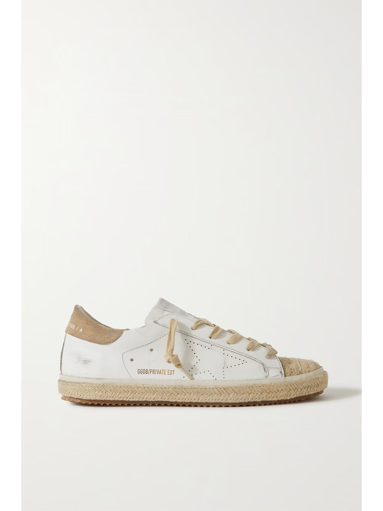 Golden Goose - Superstar Distressed Suede-trimmed Leather Espadrille Sneakers - White | NET-A-PORTER (US)