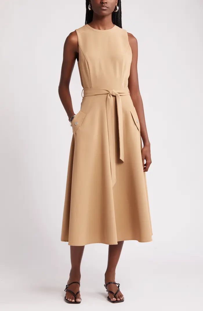 Tie Belt Fit & Flare Dress | Nordstrom