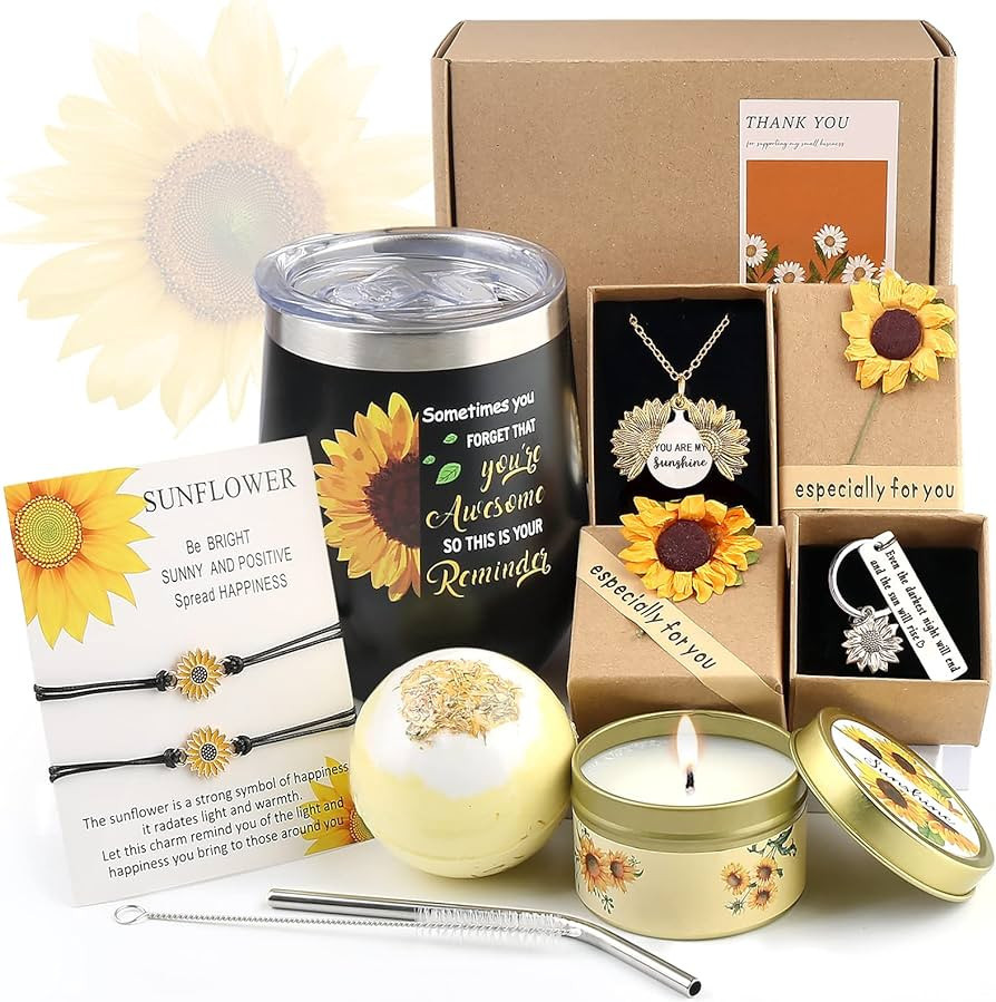 Amazon.com: BVROSKI Sunflower Gifts for Women,Birthday Gifts Basket for Her,Friendship Inspiratio... | Amazon (US)