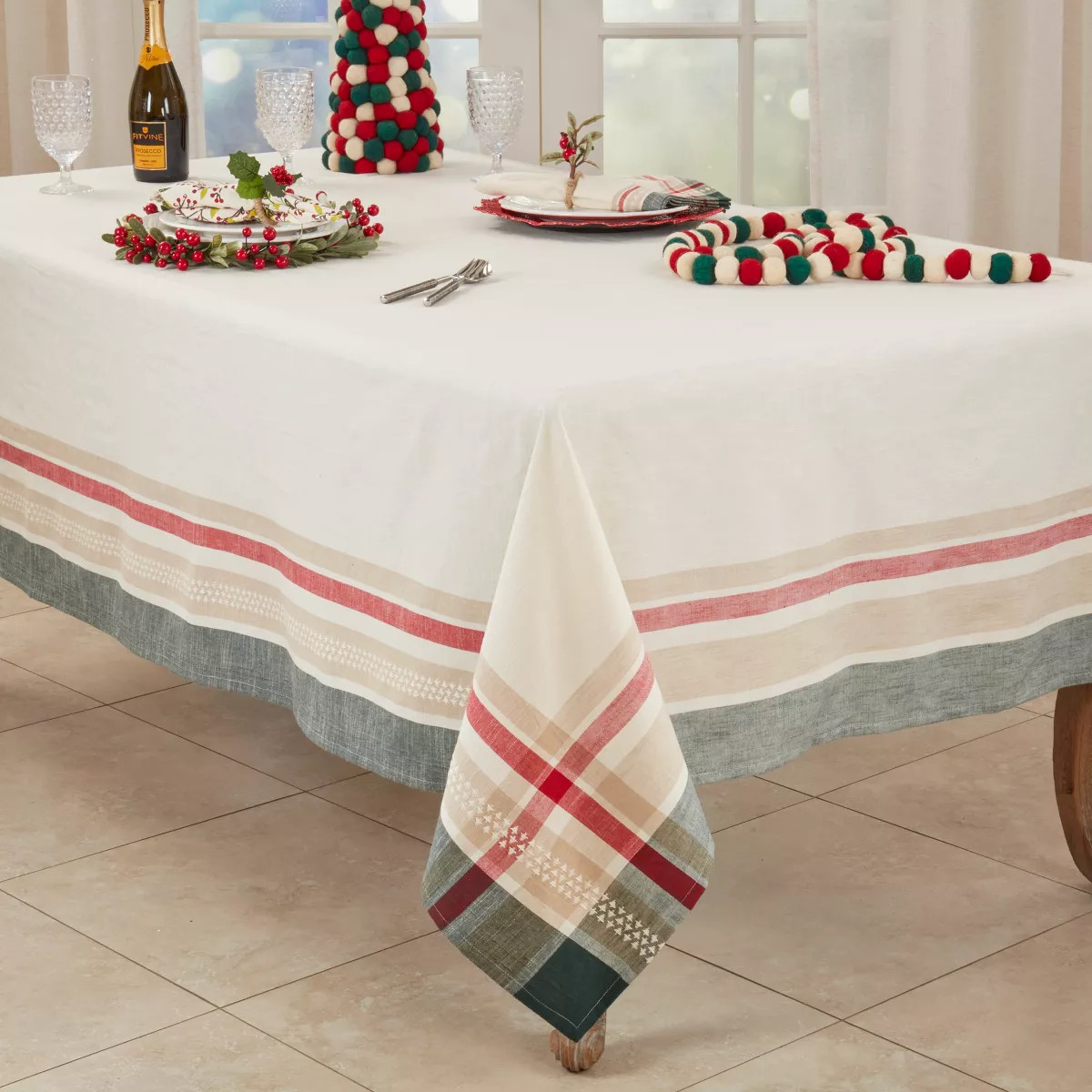 Saro Lifestyle Merry Pines Dobby Tablecloth | Target