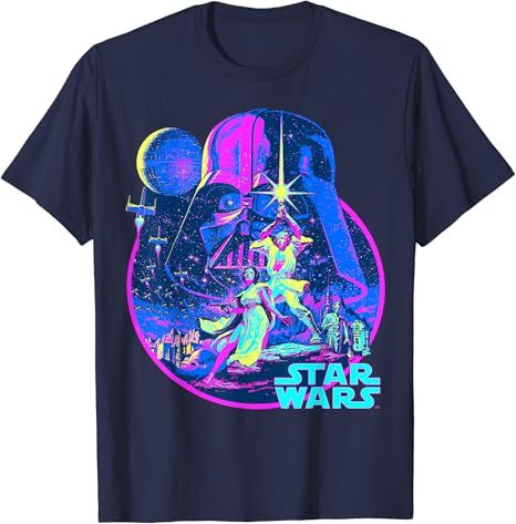 Star Wars Bright Classic Neon Poster Art Graphic T-Shirt T-Shirt | Amazon (US)