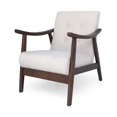Mid-Century Modern Chair With Beige Upholstery And Strong Brown Support Accent Frame | Wayfair North America