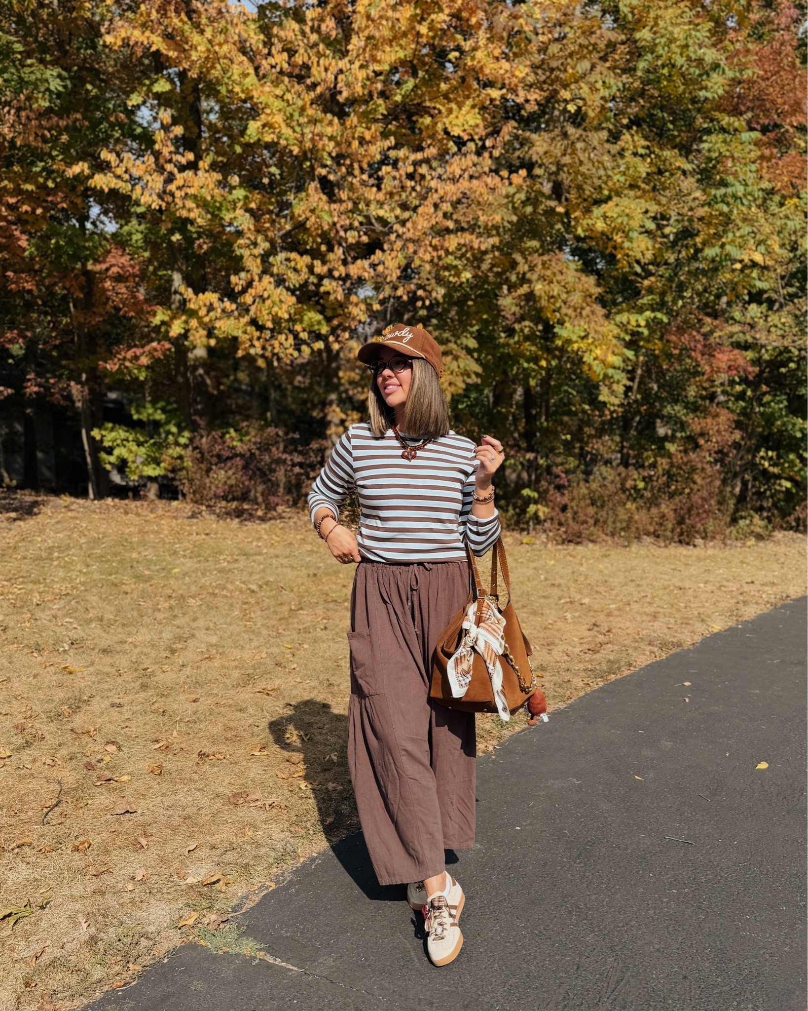 Yesterday’s OOTD 🩵🤎 faveee pants ever. Wear these way too much, I have a ton of colors & some stripes, too! In a M 🥰 

#LTKFindsUnder50 #LTKShoeCrush #LTKSeasonal