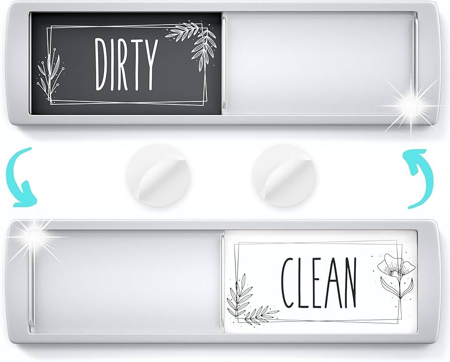 ASSURED SIGNS Stylish Clean Dirty Magnet Sign - 2 by 7 Inch - Ideal Clean Dirty Magnet for Dishwa... | Amazon (US)