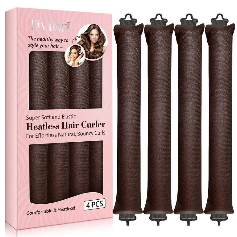 Heatless Curls Overnight Rods Set – 4PCS Flexible Heatless Curling Rods for Long & Short Hair, ... | Walmart (US)