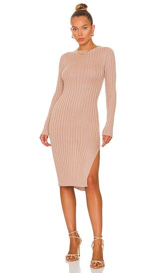 Aliza Sweater Dress in Taupe | Revolve Clothing (Global)