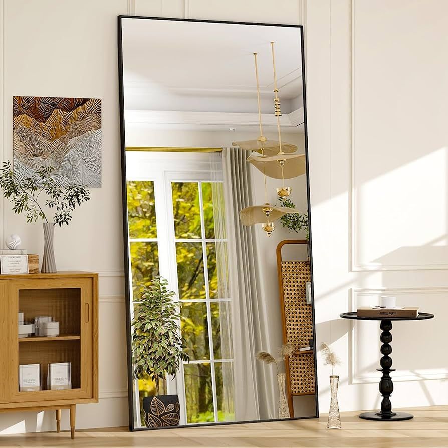 GLSLAND 71"x31" Full Length Mirror Extra Large Hanging or Leaning Rectangle Mirror Aluminum Alloy... | Amazon (US)