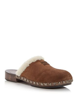 Miu Miu Women's Moccasters Shearling Clogs  | Bloomingdale's Miu Miu | Bloomingdale's (US)