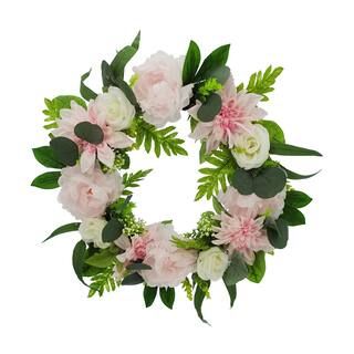 Pink & White Dahlia, Peony & Rose Wreath by Ashland® | Michaels Stores