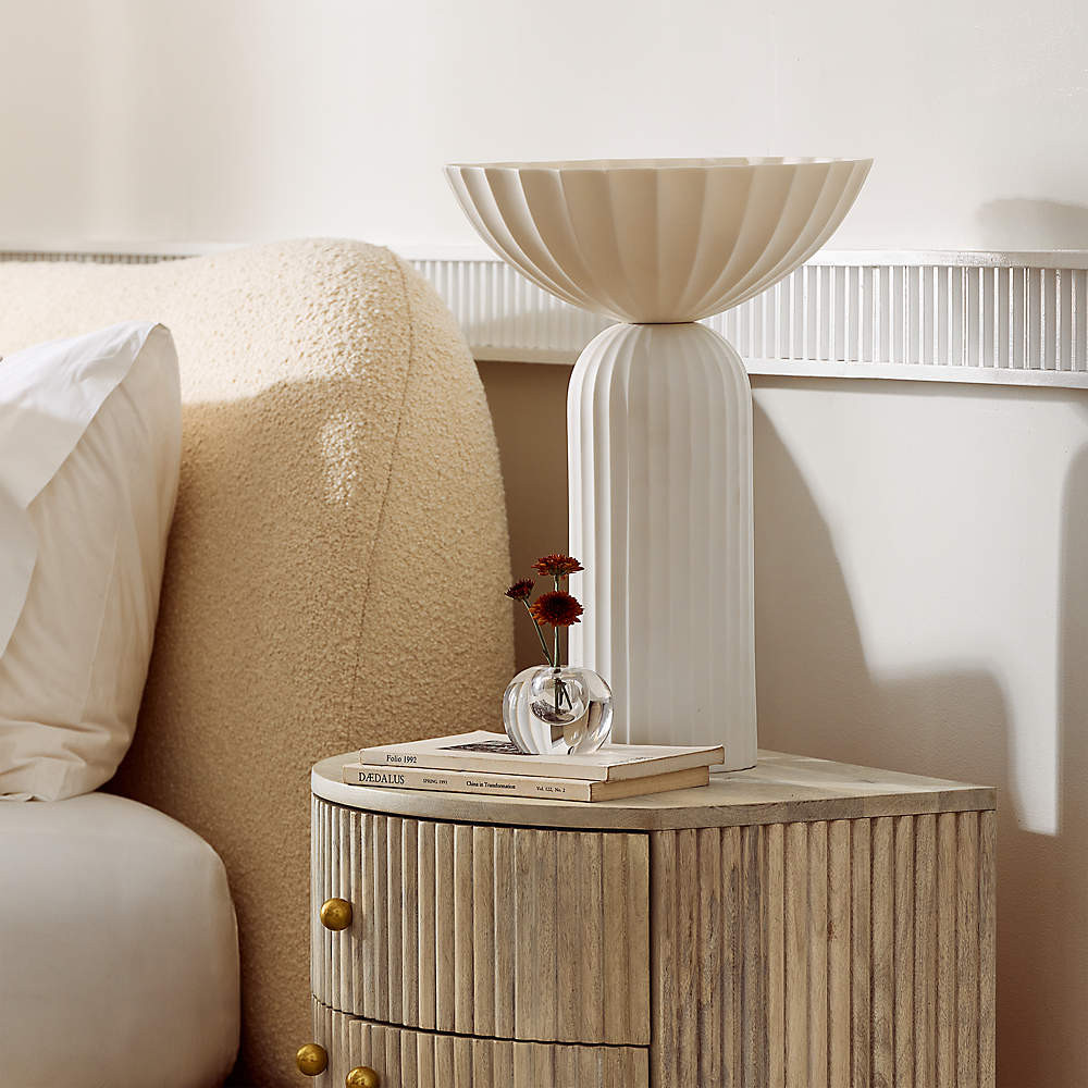 Cameo Curved Whitewashed Wood Nightstand with Drawer + Reviews | CB2 | CB2