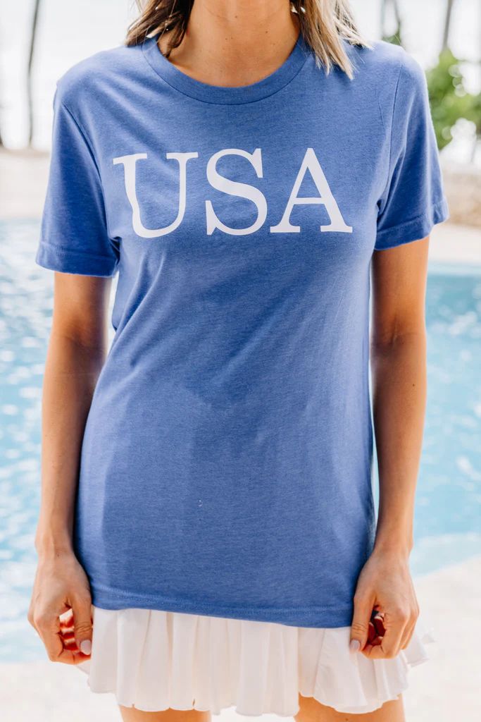 USA Heather Royal Blue Graphic Tee | The Mint Julep Boutique