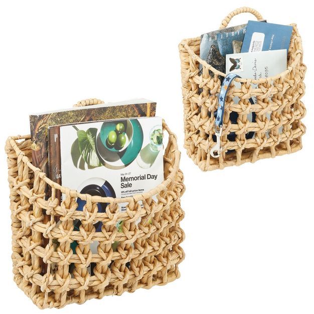 mDesign Hyacinth Home Storage Wall Mount Basket, Set of 2 | Target