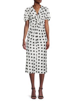 Polka Dot Twisted Midi Dress | Saks Fifth Avenue OFF 5TH