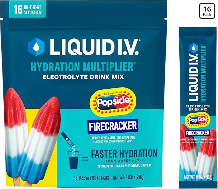 Liquid I.V.\u00ae Hydration Multiplier - Popsicle Firecracker | Electrolyte Powder Drink Mix | 1 ... | Amazon (US)