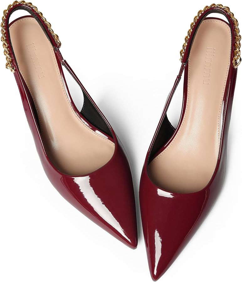 iiimmu Women's Stiletto Heels Closed Pointed Toe 4 in Heels for Women Patent Leather Pumps with C... | Amazon (US)