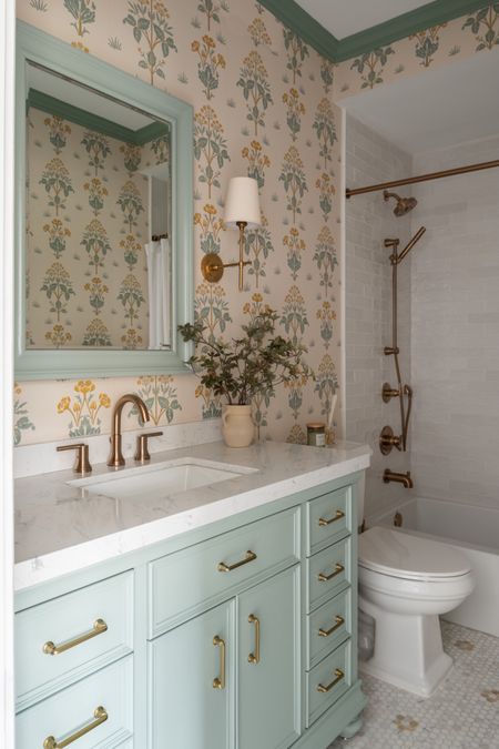 Victorian restoration, bathroom remodel, vintage inspired bathroom, bathroom design, floral wallpaper 

#LTKHome