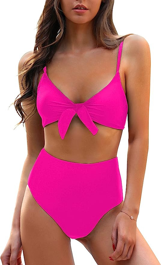 Blooming Jelly Womens High Waisted Bikini Set Tie Knot High Rise Two Piece Swimsuits Bathing Suit... | Amazon (US)