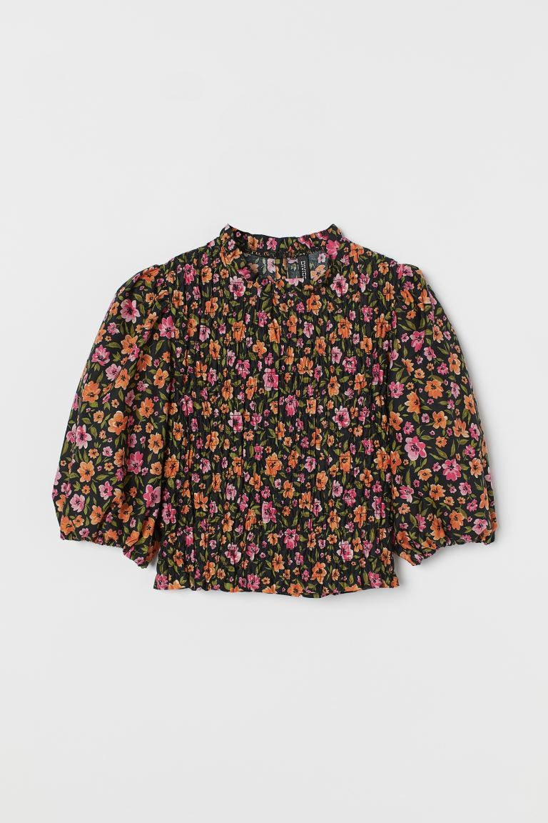 Puff-sleeved Smocked Blouse | H&M (US + CA)