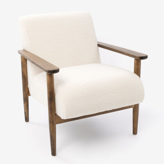 Cream Wooden Boucle Chair 68x78cm | TK Maxx