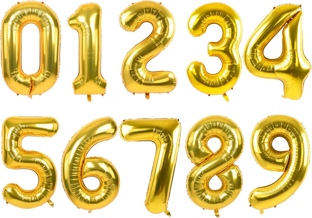 TONIFUL Number Balloons 16 Inch Gold 0-9 Number Mylar Foil Balloons 10 Pcs Gold Custom Digital Ba... | Amazon (US)