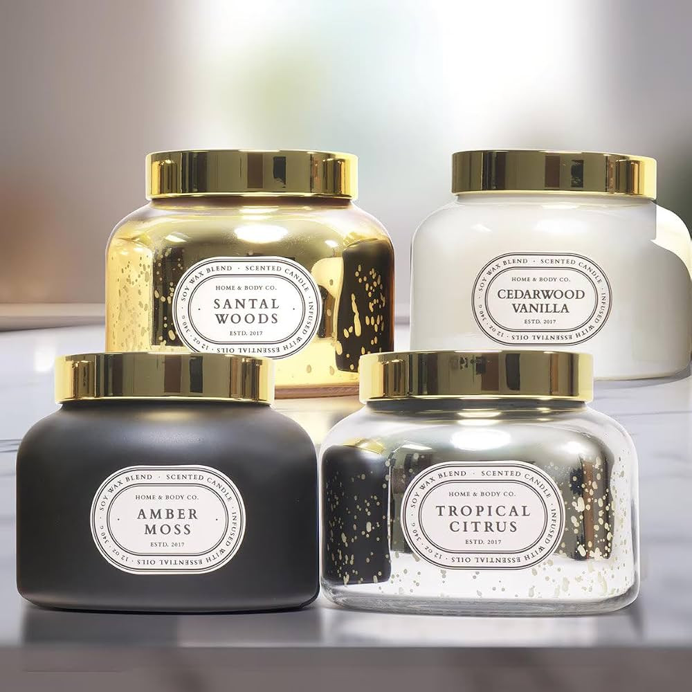 Home and Body Company Essential Oil Soy Candle Set, 12 oz, 4-Pack | Amazon (US)