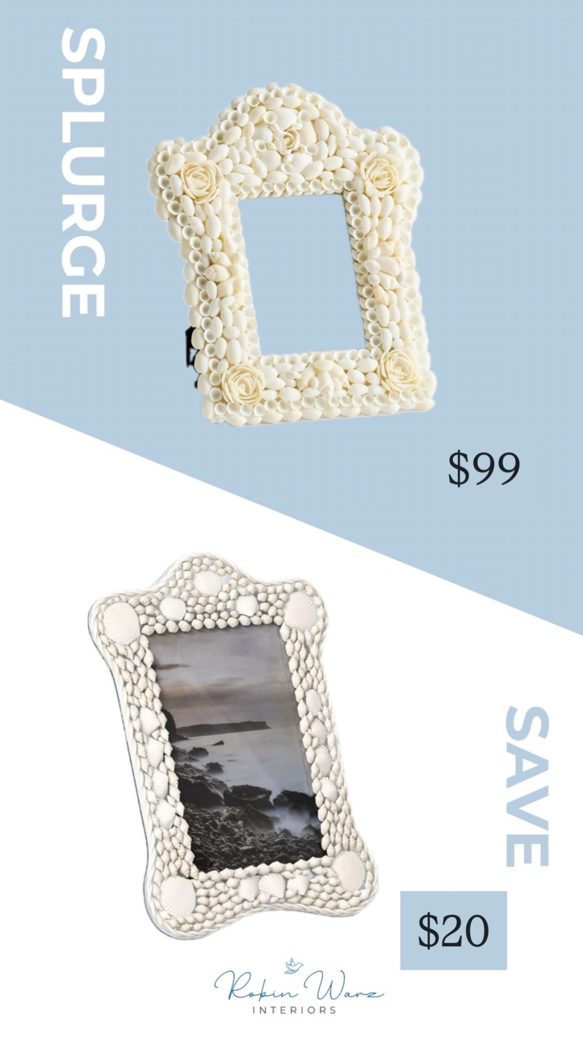 Splurge and save options of this seashell picture frame, Coastal, grandma millennial decor

#LTKHome