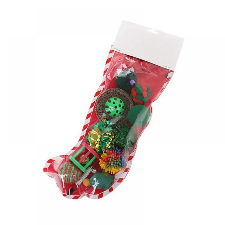 Christmas Pet Stocking Gifts Set - Dog Cat Toy Filled - Festive Puppy Stocking Variety Pack Toy w... | Walmart (US)