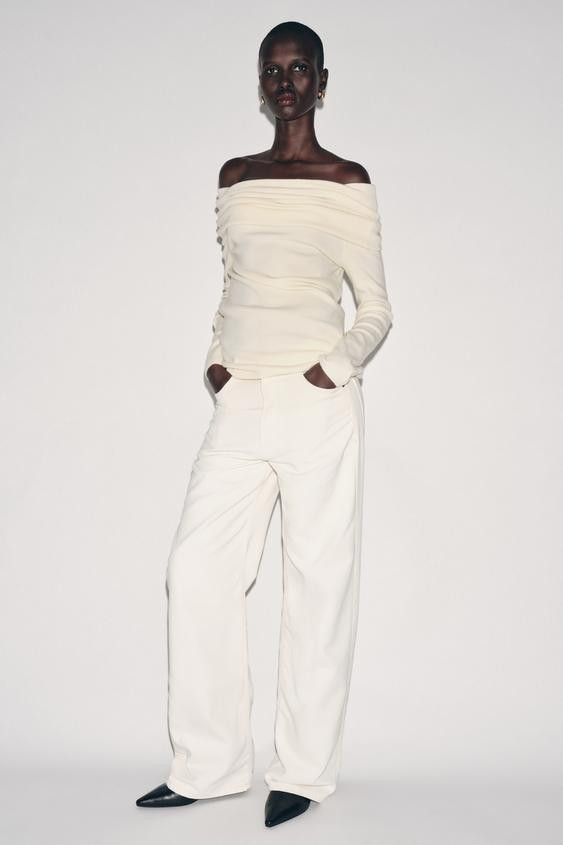 GATHERED STRAPLESS KNIT TOP | Zara UK