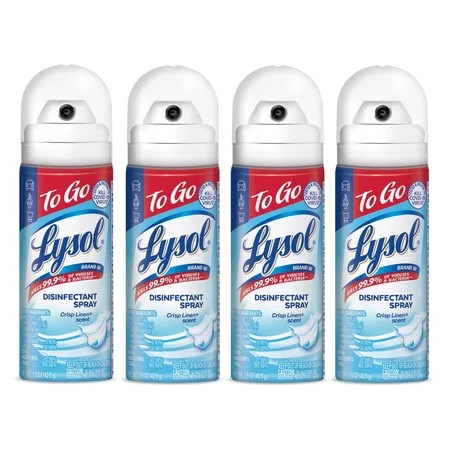 LYSOL Disinfectant Spray - `To Go` - Crisp Linen, 1.5 Oz (Pack of 4) | Walmart (US)