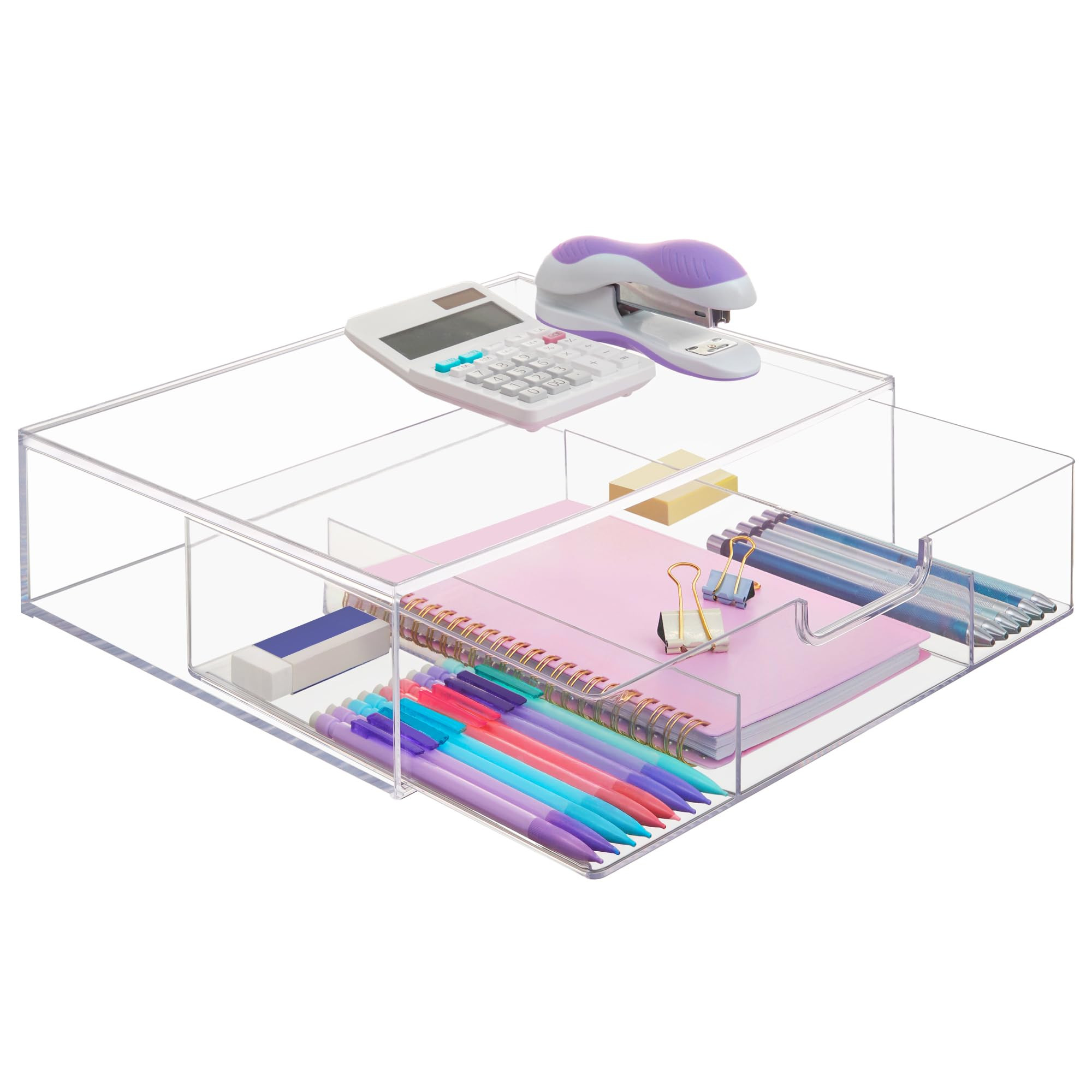 STORi STAX Plastic Stackable Organizer Divided Drawer in Clear | 12.5-inches Wide | 3-Compartment... | Amazon (US)