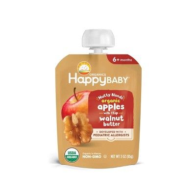 HappyBaby Nutty Blends Organic Apple & Walnut Butter Baby Food Pouch - 3oz | Target