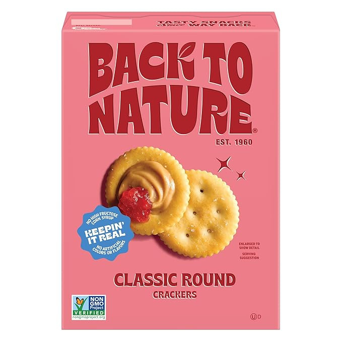 Back to Nature Classic Round Crackers - Dairy Free, Non-GMO, Made with Wheat Flour & Sea Salt, De... | Amazon (US)