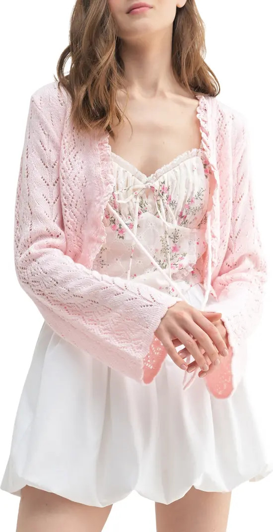 Lace Detail Tie Front Cardigan | Nordstrom