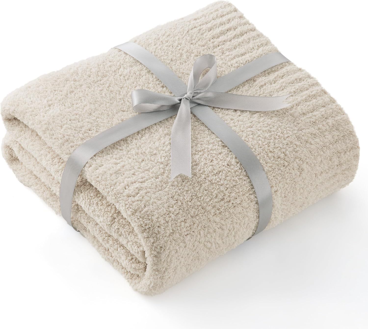 Bedsure Super Soft Knit Throw Blanket - Warm Cozy Reversible Beige Blanket, Fluffy Fuzzy Plush Li... | Amazon (US)