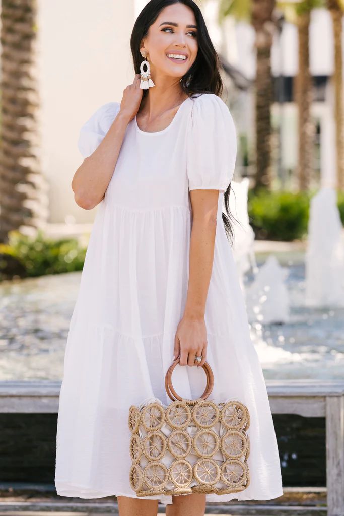 Keep Your Secrets White Tiered Midi Dress | The Mint Julep Boutique