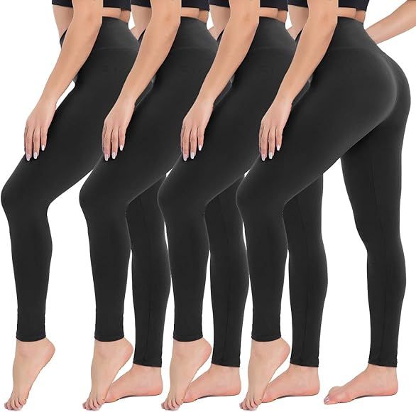 CAMPSNAIL 4 Pack High Waisted Leggings for Women- Soft Tummy Control Slimming Yoga Pants for Work... | Amazon (US)