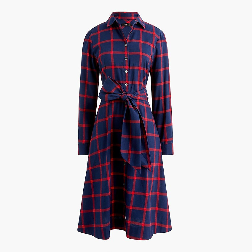 Tie-waist flannel shirtdress | J.Crew Factory