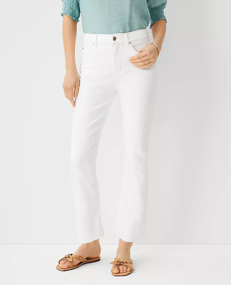 Sculpting Pocket High Rise Kick Crop Jeans in White | Ann Taylor | Ann Taylor (US)