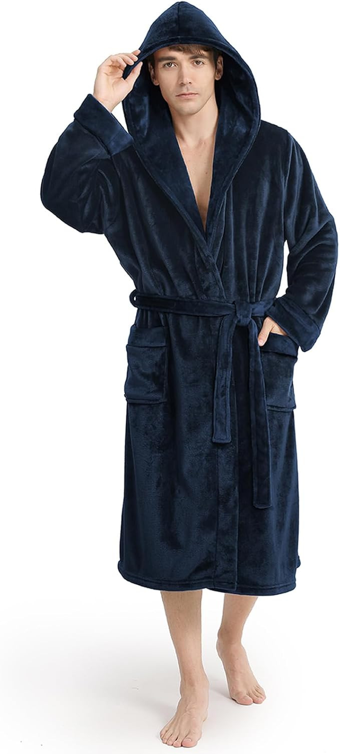 Yurhap Luxury Mens Robe with Hood, Ultra Cozy Fleece Bathrobe for Men, Plush Hooded Robe with Bel... | Amazon (US)