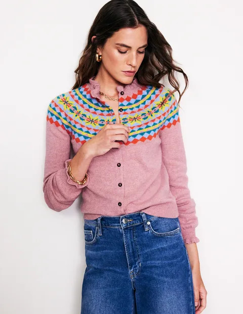 Fae Fair Isle Frilled Cardigan | Boden (US)