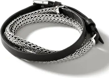 Icon Leather & Sterling Silver Wrap Bracelet | Nordstrom